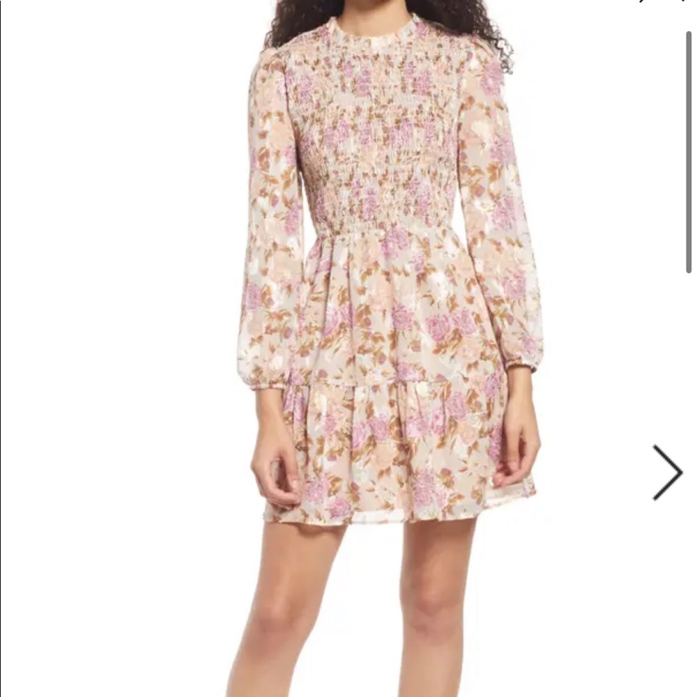 Adelyn Rae Darlene Long Sleeve Floral Smocked Dress
 
ROSE BROWN, Size Medium